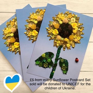 Ensemble de 3 cartes postales imprimées A5 tournesol, paquet de cartes postales tournesol, cadeau thème tournesol, carte postale d'art floral, cartes postales imprimées et enveloppes