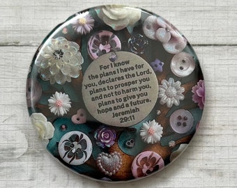 PRINTED Individual Bible Verse Magnet, Small Round Magnets, Floral Christian Art Magnet, Scripture Fridge Magnet, Bible Art magnet Gifts