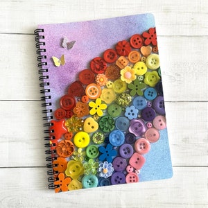PRINTED (Not 3D) Rainbow Spiral Notebook, Rainbow Theme Stationery, Rainbow Print Notebook Cover, Lined Notebook, Colourful Art Gift