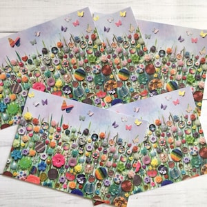 Lot de 5 cartes postales florales (pas en 3D), lot de 5 cartes postales, cartes postales imprimées, cartes postales artistiques, cartes postales florales, cartes postales arc-en-ciel