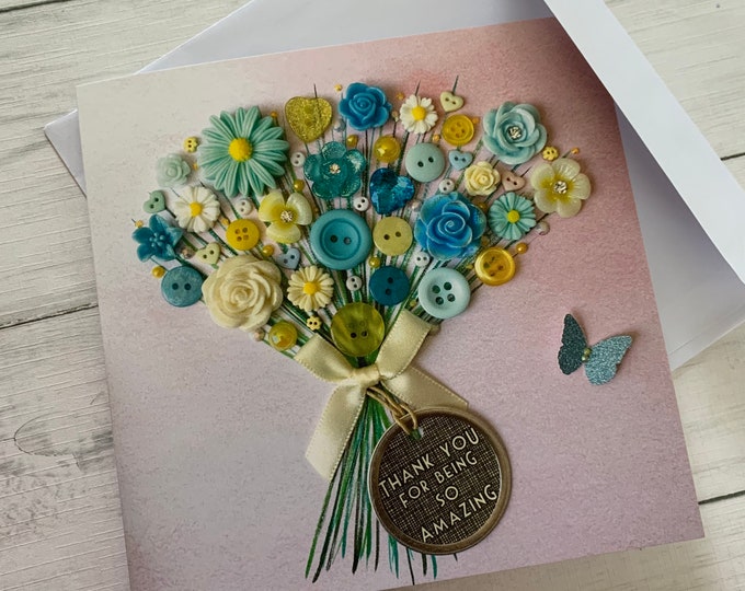 PRINTED Flower Bouquet Print Card Flat Card Thank You Card - Etsy