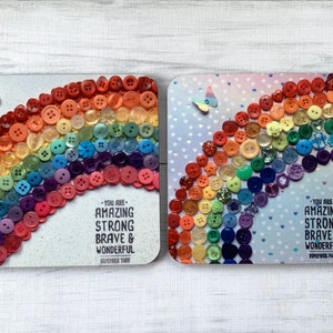 PRINTED (Not 3D) Individual Amazing Rainbow Coasters, Sentiment Coasters, Quote Coasters, You Are Amazing Coasters, Rainbow Tableware Gift