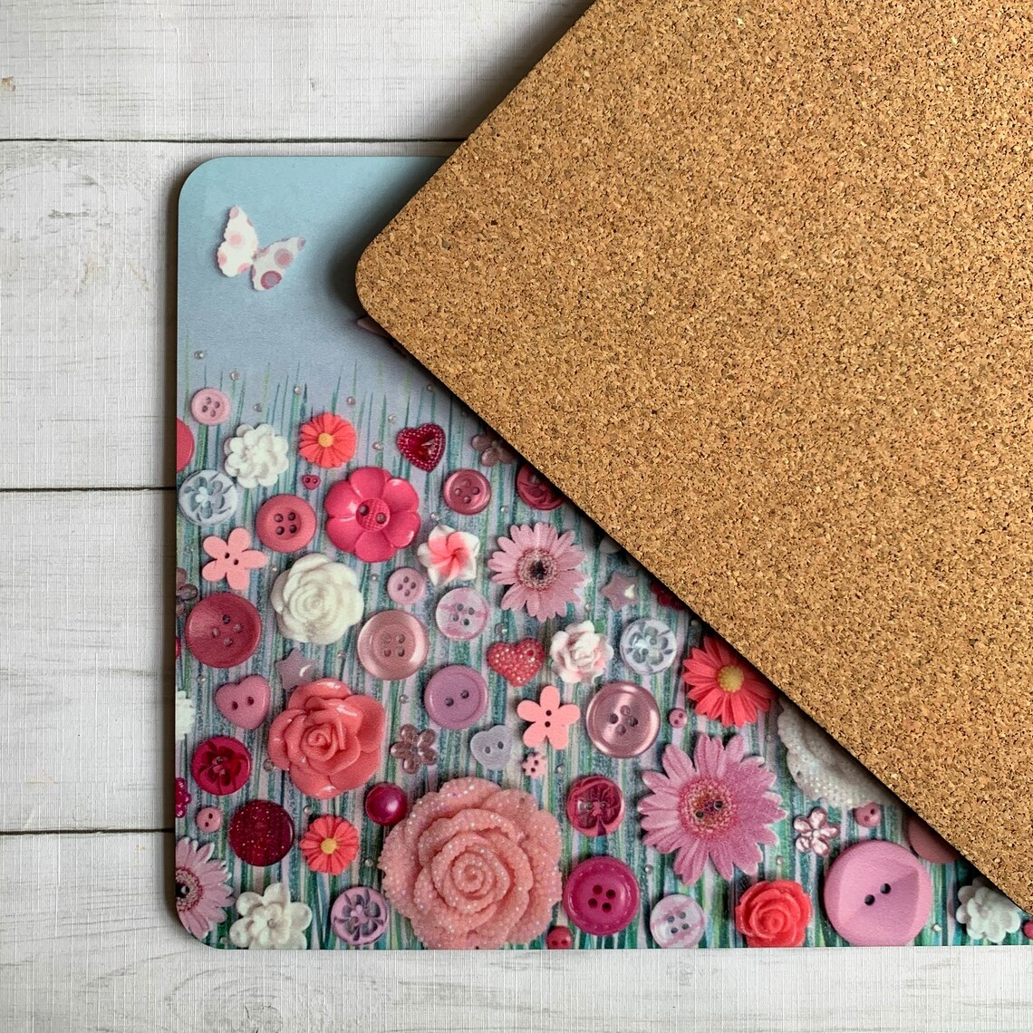 Pair of Placemats and Pair of Coasters Set Pink Tableware Etsy