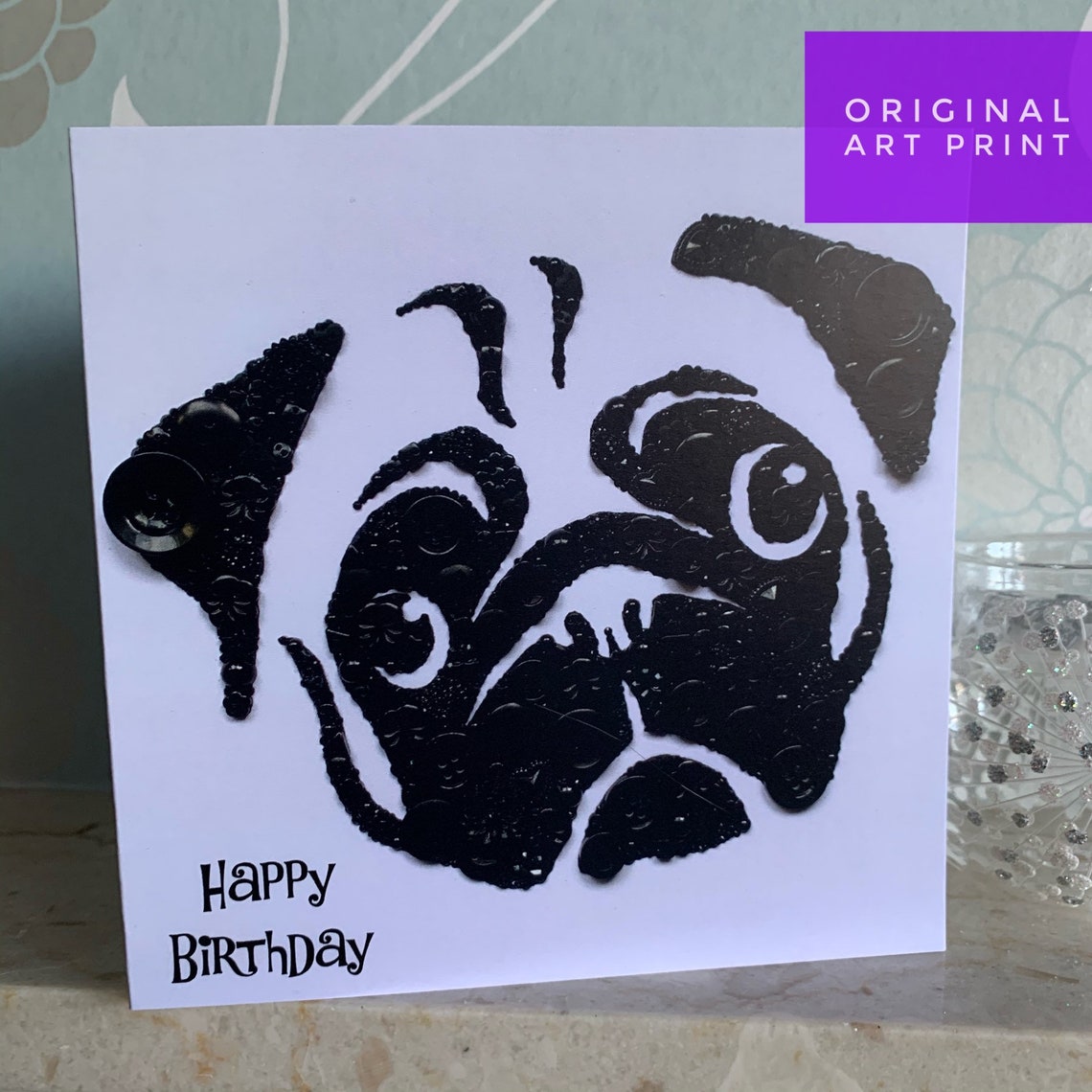 PRINTED Pug Birthday Cards Flat Printed Cards Pug Theme | Etsy