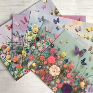 Set of 5 PRINTED Flower Postcards, 5 Postcard Pack, Flat Printed ...