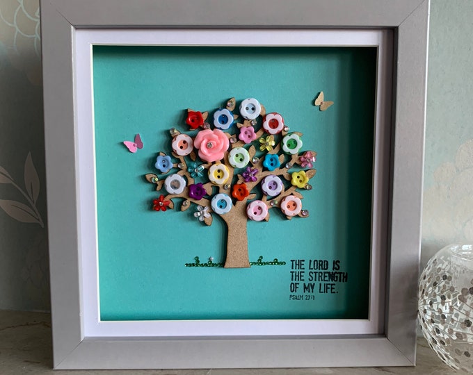 The Flower Tree Bible Verse Decor Christian Gifts Button Etsy