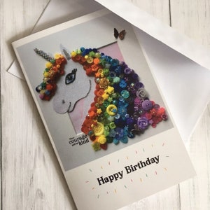 PRINTED Rainbow Unicorn Birthday Cards, Flat Cards, Unicorn Theme Birthday, Glossy printed cards, Blank cards, Colourful Birthday Card