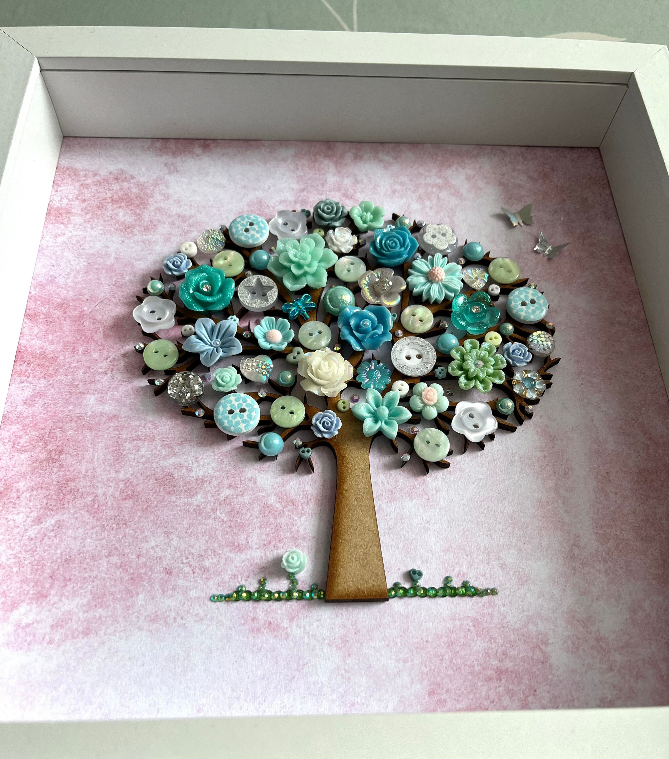 The Teal Button Tree Button Art Tree Theme Decor Nature - Etsy