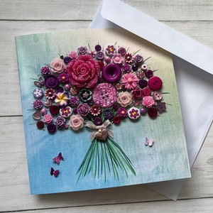 PRINTED Thank You Purple Bouquet Card, Flat Cards, Thank You Card, Flower Bouquet Card, Glossy print card, Blank card, Floral Greeting Card