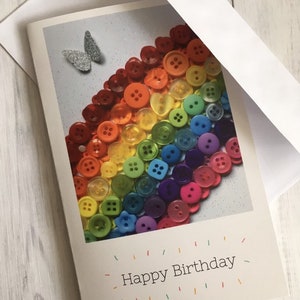 PRINTED (Not 3D) Rainbow Birthday Cards, Flat Art Cards, Rainbow Theme Birthday, Glossy printed cards, Blank cards, Colourful Birthday Card