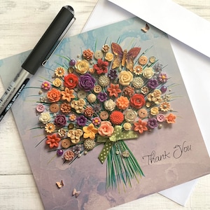 IMPRIMÉES Cartes de bouquet de fleurs de remerciement, Cartes plates à impression d'art, Carte de remerciement, Cartes de voeux bouquet de fleurs, Impression d'art originale, Cartes vierges