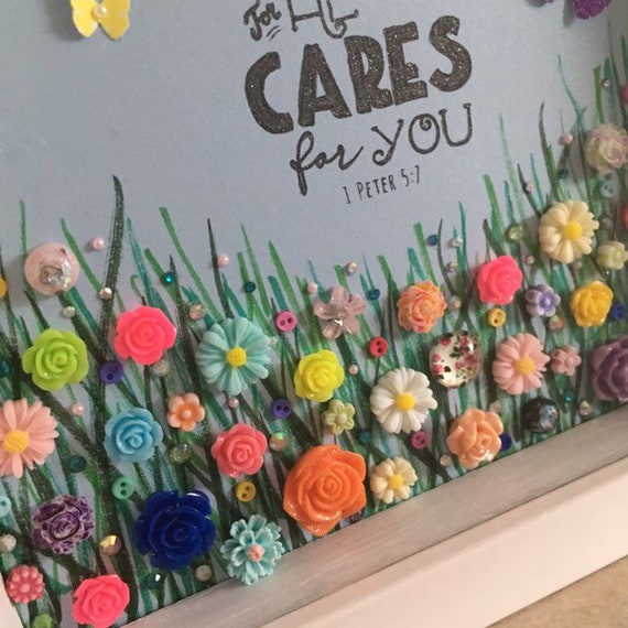 The Flower Garden Bible Verse Decor Christian Theme Art 1 Etsy