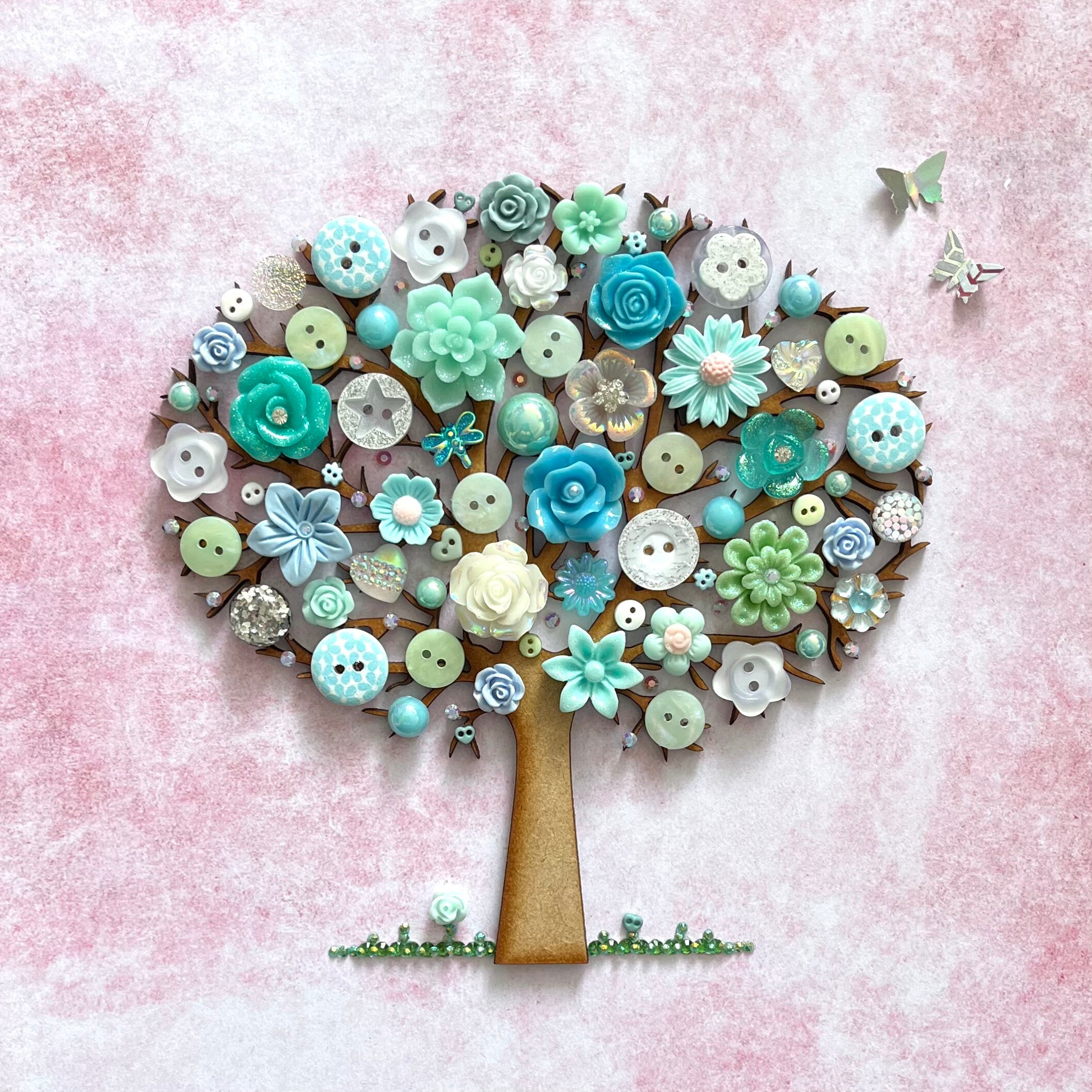 The Teal Button Tree Button Art Tree Theme Decor Nature - Etsy