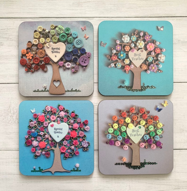 PRINTED Individual Teacher Coasters Best Teacher Special Etsy UK