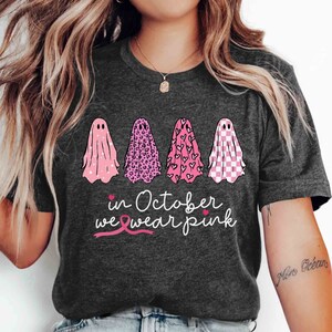 Breast Cancer Awareness T-Shirt: Pink Ghosts Support Squad