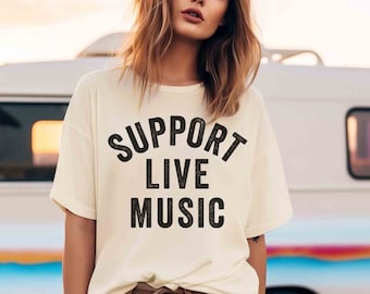 Support Live Music Shirt, Distressed Letterpress-Style, Concert Festival Tee, Support Local Music Band, Gift For Musician & Music Lover