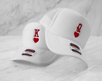 Embroidered King and Queen Trucker Hats: Couple Matching Gift