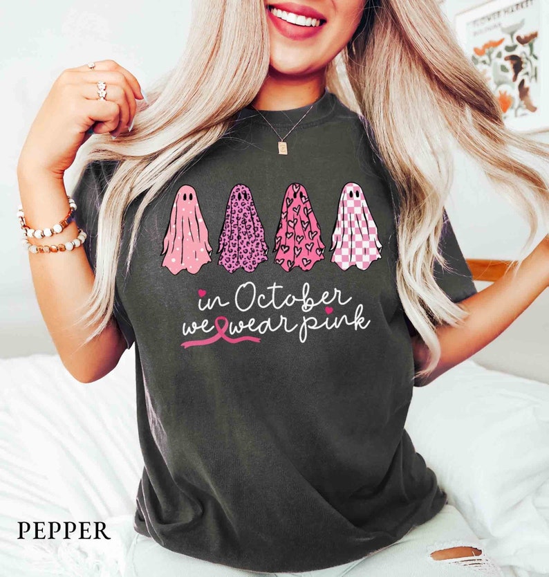 Breast Cancer Support Squard Comfort Colors Shirt | In October We Wear Pink Pepper