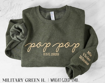 Embroidered Grandpa Sweatshirt | Personalized with Grandkids Names