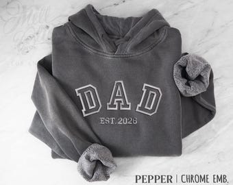 Custom Embroidered Dad Hooded Sweatshirt | Pigment-Dye Fleece | Varsity Style