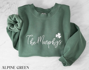 Family Name Irish Clover Embroidered Sweatshirt | Butter-Soft Fleece