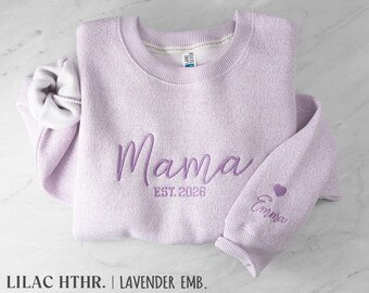 Embroidered Mama Sweatshirt | Personalized Kids Names | Cozy Heathered Fleece