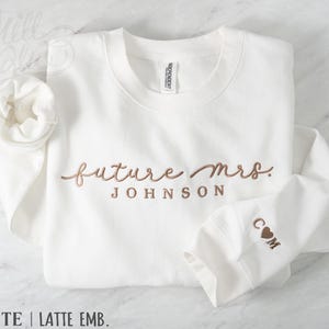 Custom Future Mrs. Embroidered Sweatshirt | Couple&#39;s Initials | Engagement Proposal Gift