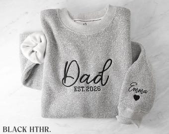 Embroidered Dad Sweatshirt | Personalized Kids Names | Cozy Heathered Fleece