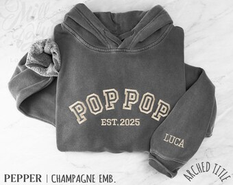 Custom Embroidered Grandpa Hooded Sweatshirt | Pigment-Dye Fleece | Varsity Style