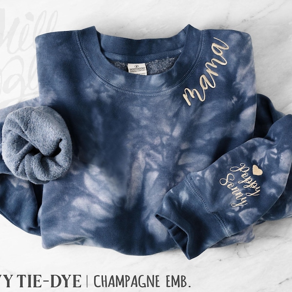 Custom Embroidered Mama Tie Dye Sweatshirt | Butter-Soft Fleece | Personalized Kid's Names