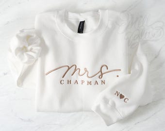 Custom Mrs. Embroidered Sweatshirt | Bridal Shower Gift