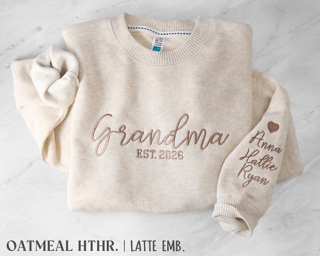 Embroidered Grandma Sweatshirt | Personalized Kids Names | Cozy Heathered Fleece