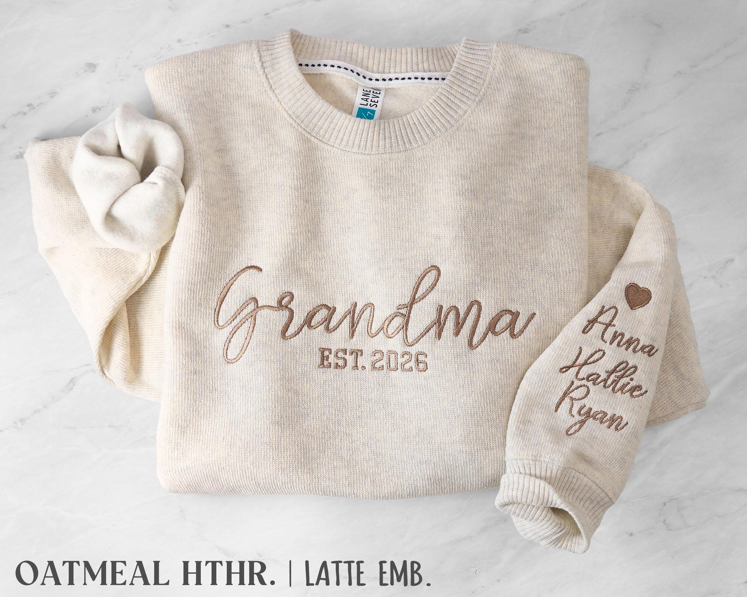 Embroidered Grandma Sweatshirt | Personalized Kids Names | Cozy Heathered Fleece