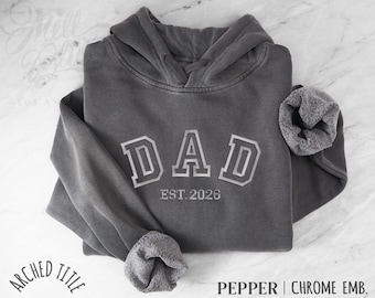 Custom Embroidered Dad Hooded Sweatshirt | Pigment-Dye Fleece | Varsity Style