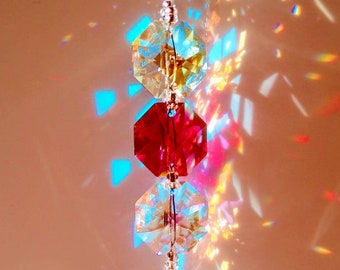 Crystal Suncatcher Rearview Mirror Car Charm Suncatcher Crystal Prism Rainbow Suncarcher Christmas Gift  Austrian Crystal Suncatcher