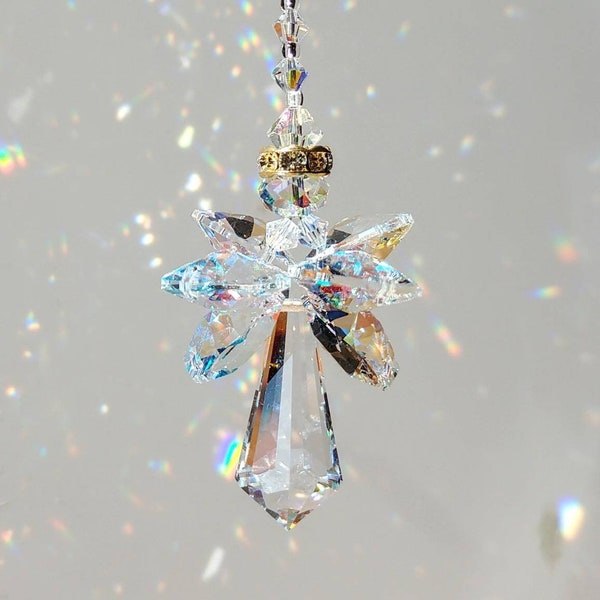 Crystal Suncatcher Guardian Angel Sun Catcher Rainbow Suncatcher Car Charm or Window Rainbow Maker Angel Prism Catcher