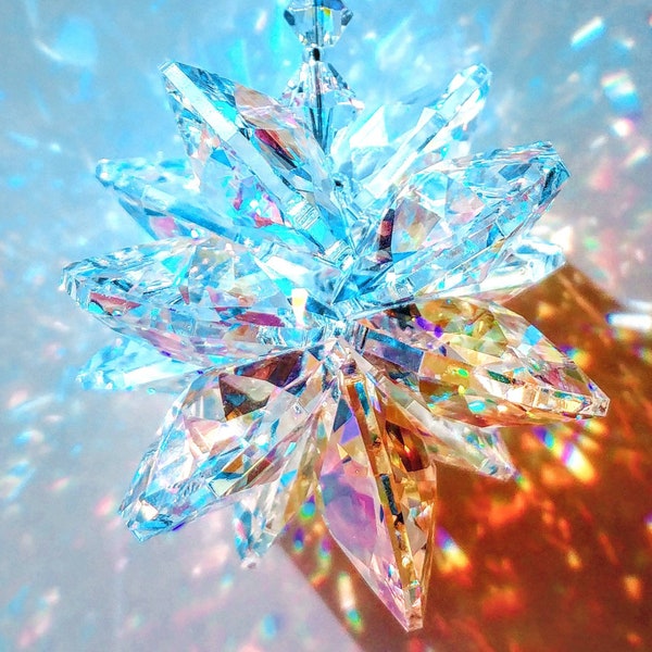 Austrian Crystal Suncatcher Starburst Star Suncatcher for Windows or Car Charm Sun Catcher Crystal Cluster Rainbow Maker AB Crystal Prism