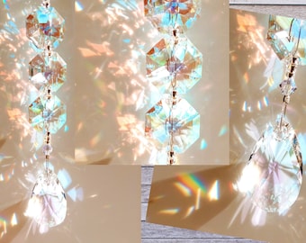Crystal Suncatcher Rearview Mirror Car Charm Suncatcher Crystal Prism Rainbow Suncarcher Christmas Gift CrystalTeardrop Suncatcher