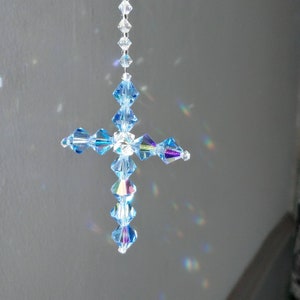 Austrian Crystal Cross Rear View Car Charm Cross Suncatcher for Car or Home Car Charm Suncatcher Christmas Ornament Crystal Cross Ornament