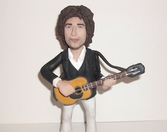 Bob Dylan figurine,Blues- Rock Star doll, miniature sculpture, hand made polymer clay sculpture, home decor