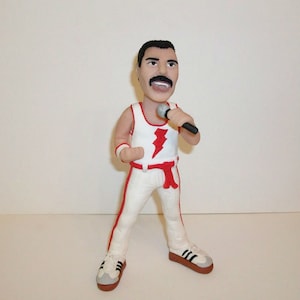 Freddie Mercury figurine, Queen, Rock Star doll, miniature sculpture, hand made polymer clay figure, home decor