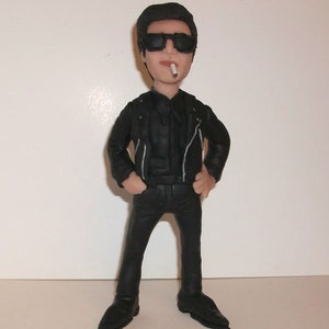 Nick Knox figurine. The Cramps, Rock Star doll, miniature sculpture, hand made polymer clay figurine
