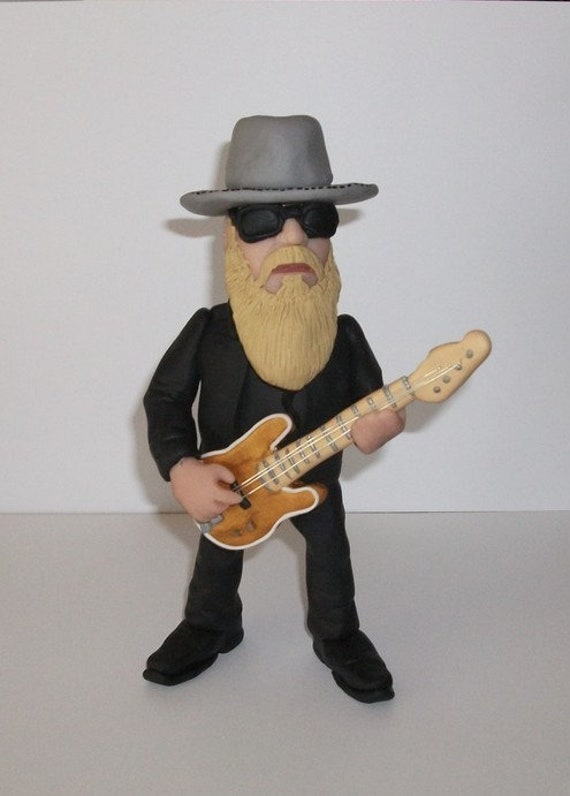 Dusty Hill, ZZ Top, Rock Star Doll, Miniature Sculpture, Hand Made