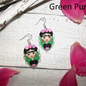 Mujer mexicana, artista mexicana, aretes de mujer, estilo boho, boho chic, reina de corazón, joyería hecha a mano, fimo, arcilla polimérica, regalo para ella imagen 5