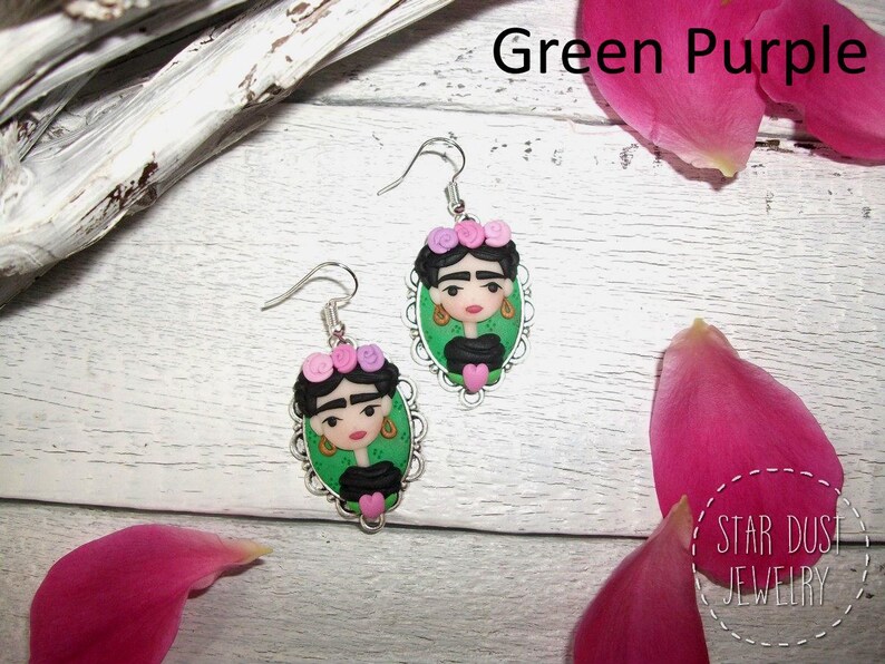 Mujer mexicana, artista mexicana, aretes de mujer, estilo boho, boho chic, reina de corazón, joyería hecha a mano, fimo, arcilla polimérica, regalo para ella imagen 5