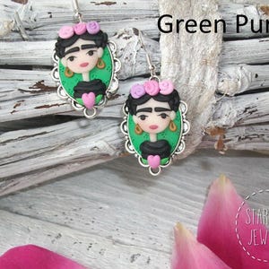 Mujer mexicana, artista mexicana, aretes de mujer, estilo boho, boho chic, reina de corazón, joyería hecha a mano, fimo, arcilla polimérica, regalo para ella imagen 4