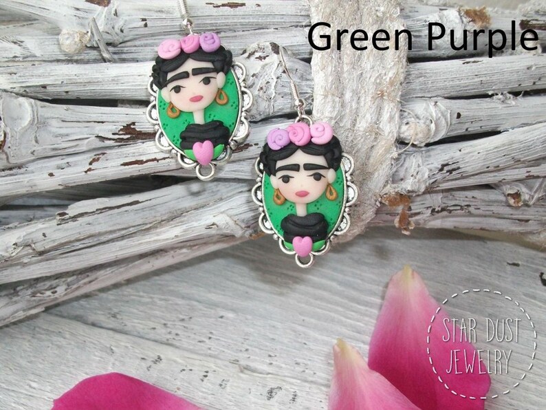 Mujer mexicana, artista mexicana, aretes de mujer, estilo boho, boho chic, reina de corazón, joyería hecha a mano, fimo, arcilla polimérica, regalo para ella imagen 4