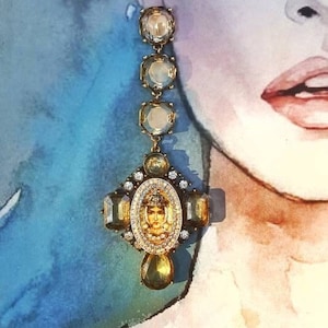 Unusual earrings, assemblage jewelry, crystal drop earrings, oversized cross earrings, statement earrings, unique artisan jewelry