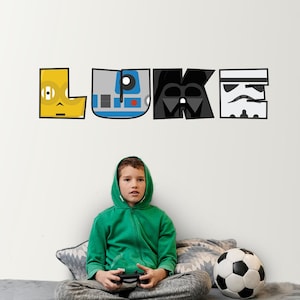Aangepaste naam muursticker, Star War kinderkamer, star war kunst aan de muur