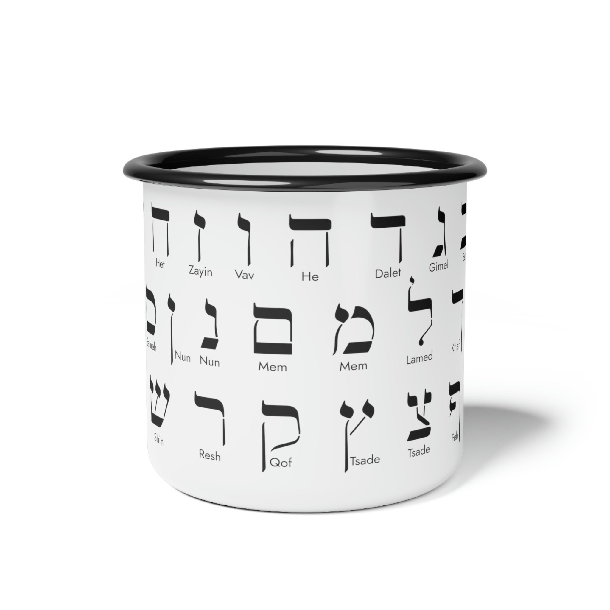 Hebrew Alef-Bet (Gold Letters) Ceramic Black Mug – Creating Destiny Graphics